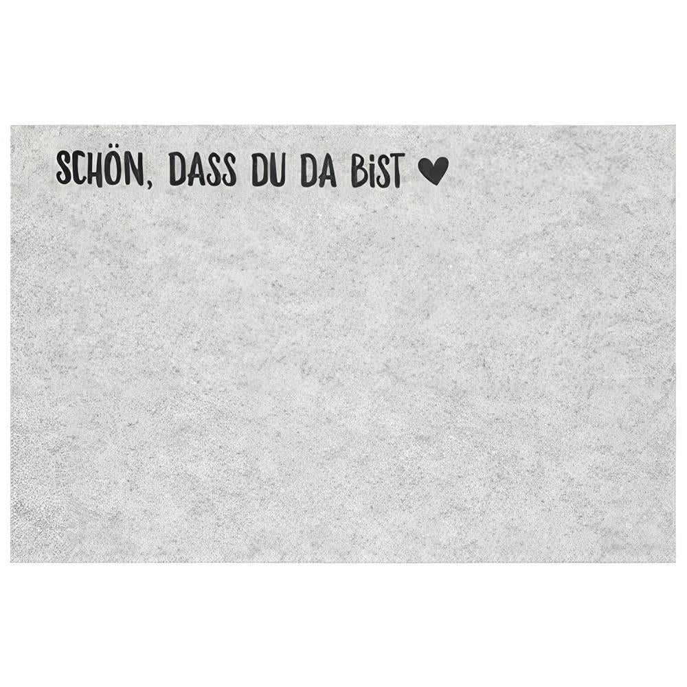 Tischset aus Filz – „Schön, dass du da bist“ – Hellgrau, 45 x 30 cm
