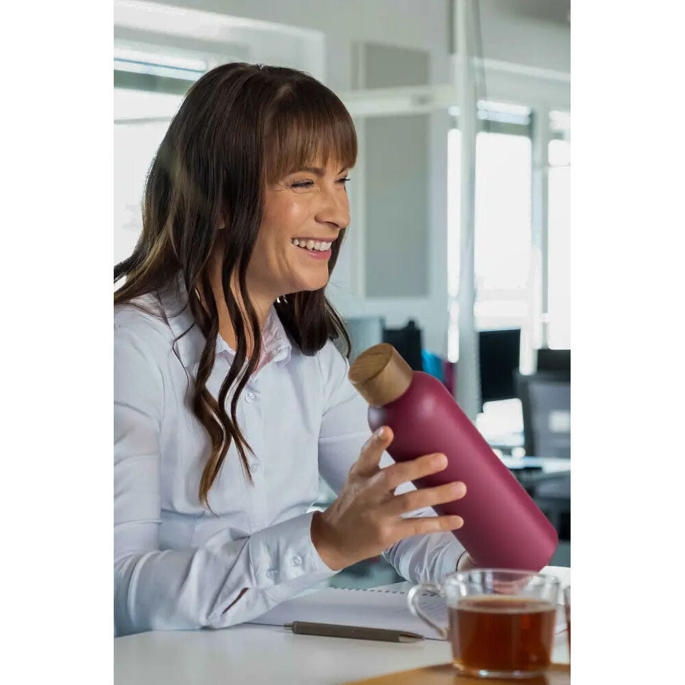 Trinkflasche Edelstahl Wood Edition, 1000 ml, Berry Red