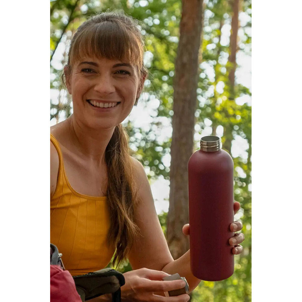 Trinkflasche Edelstahl Wood Edition, 1000 ml, Berry Red