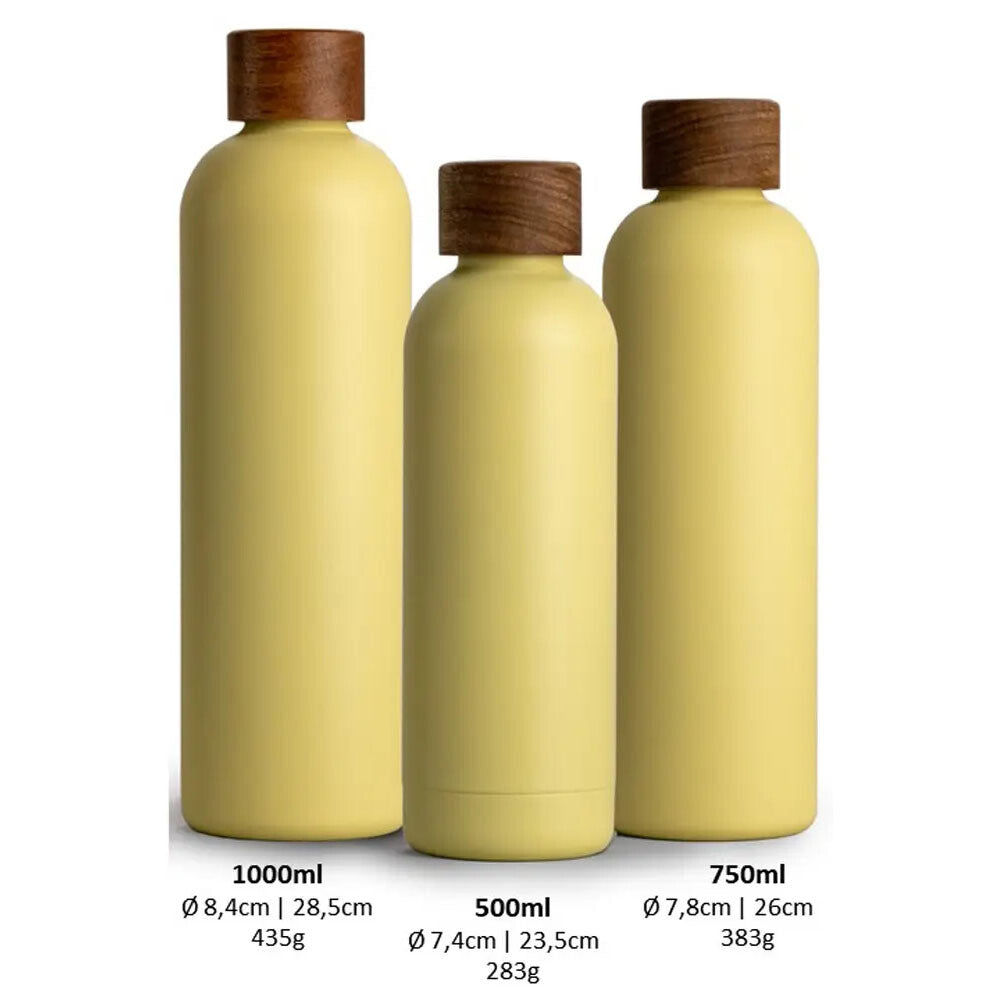 Trinkflasche Edelstahl Wood Edition, 1000 ml, Lemon Squeeze Yellow