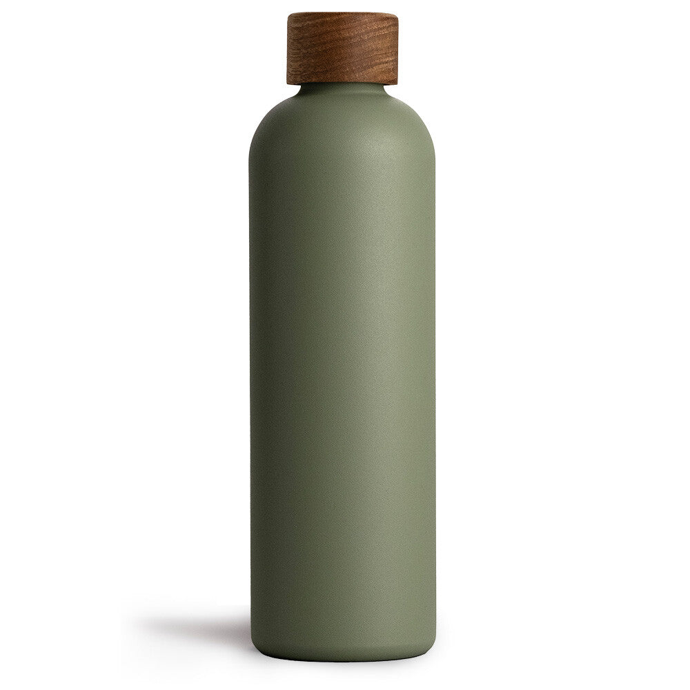 Trinkflasche Edelstahl Wood Edition, 1000 ml, Olive Green