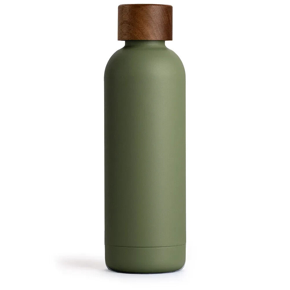 Trinkflasche Edelstahl Wood Edition, 500 ml, Olive Green