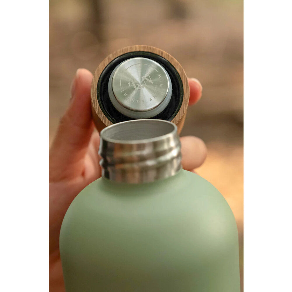 Trinkflasche Edelstahl Wood Edition, 500 ml, Olive Green
