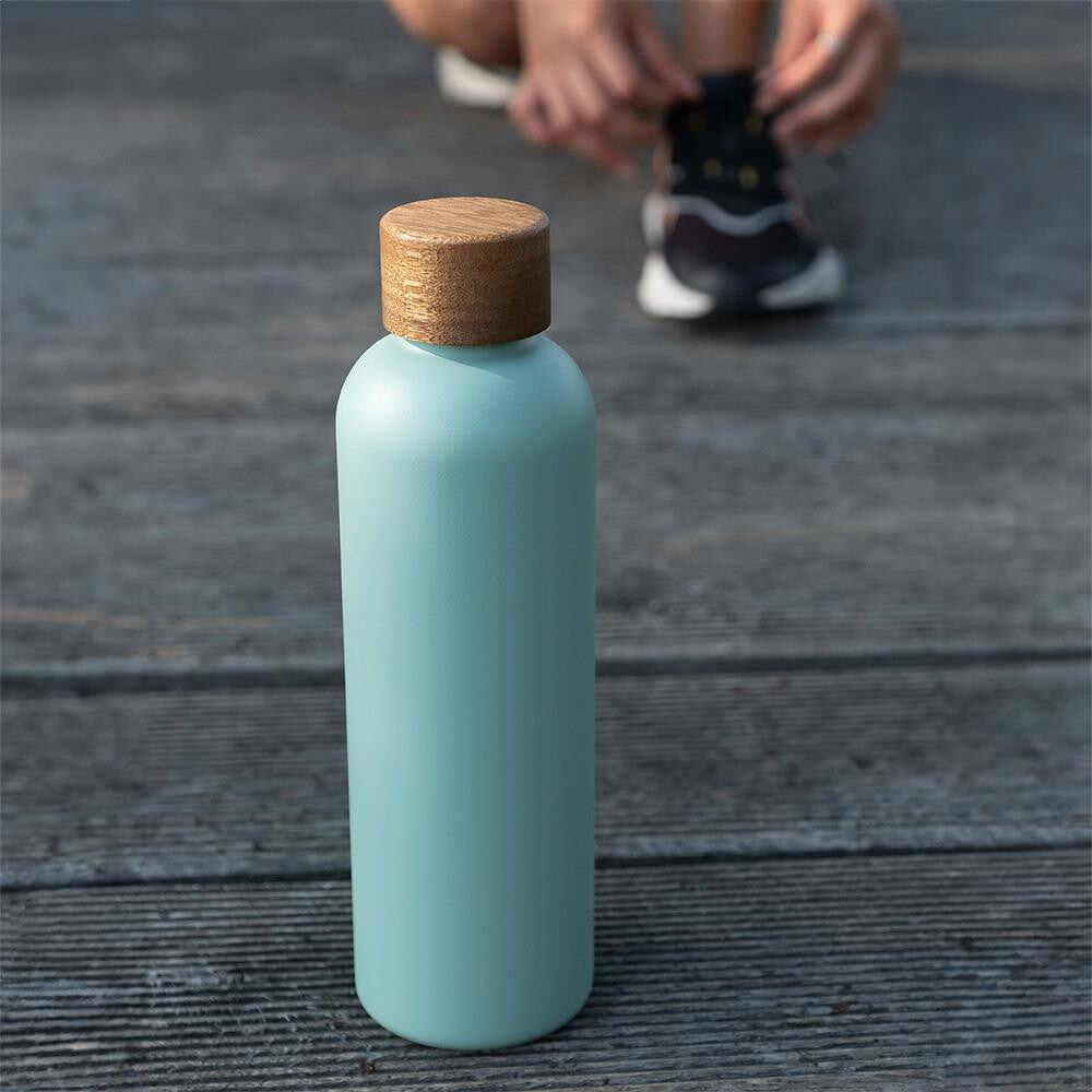 Trinkflasche Edelstahl Wood Edition, 750 ml, Aqua Turquoise