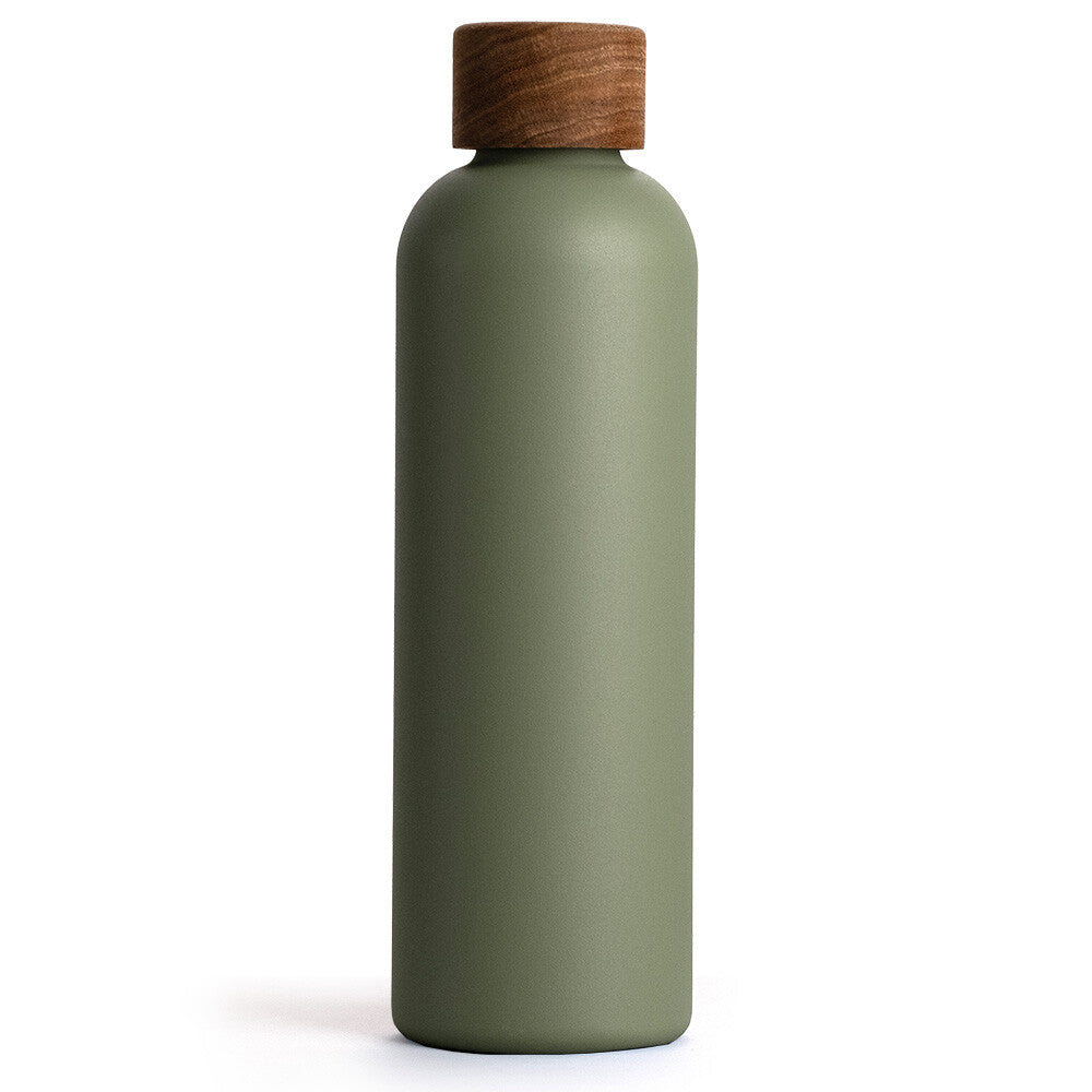 Trinkflasche Edelstahl Wood Edition, 750 ml, Olive Green
