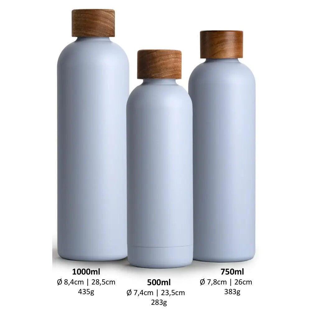 Trinkflasche Edelstahl Wood Edition, 750 ml, Sky Blue