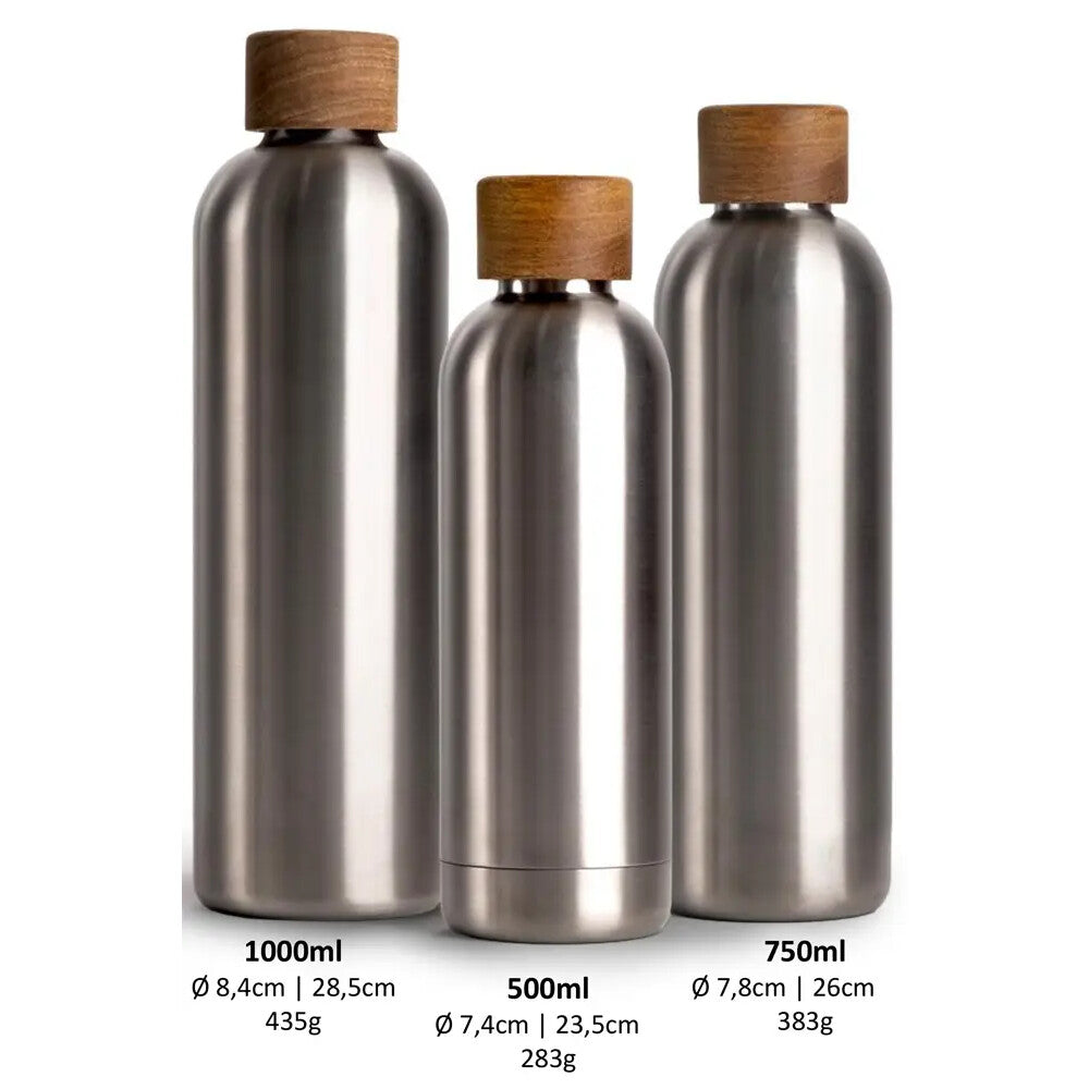Trinkflasche Edelstahl Wood Edition, 750 ml, Stainless Steel