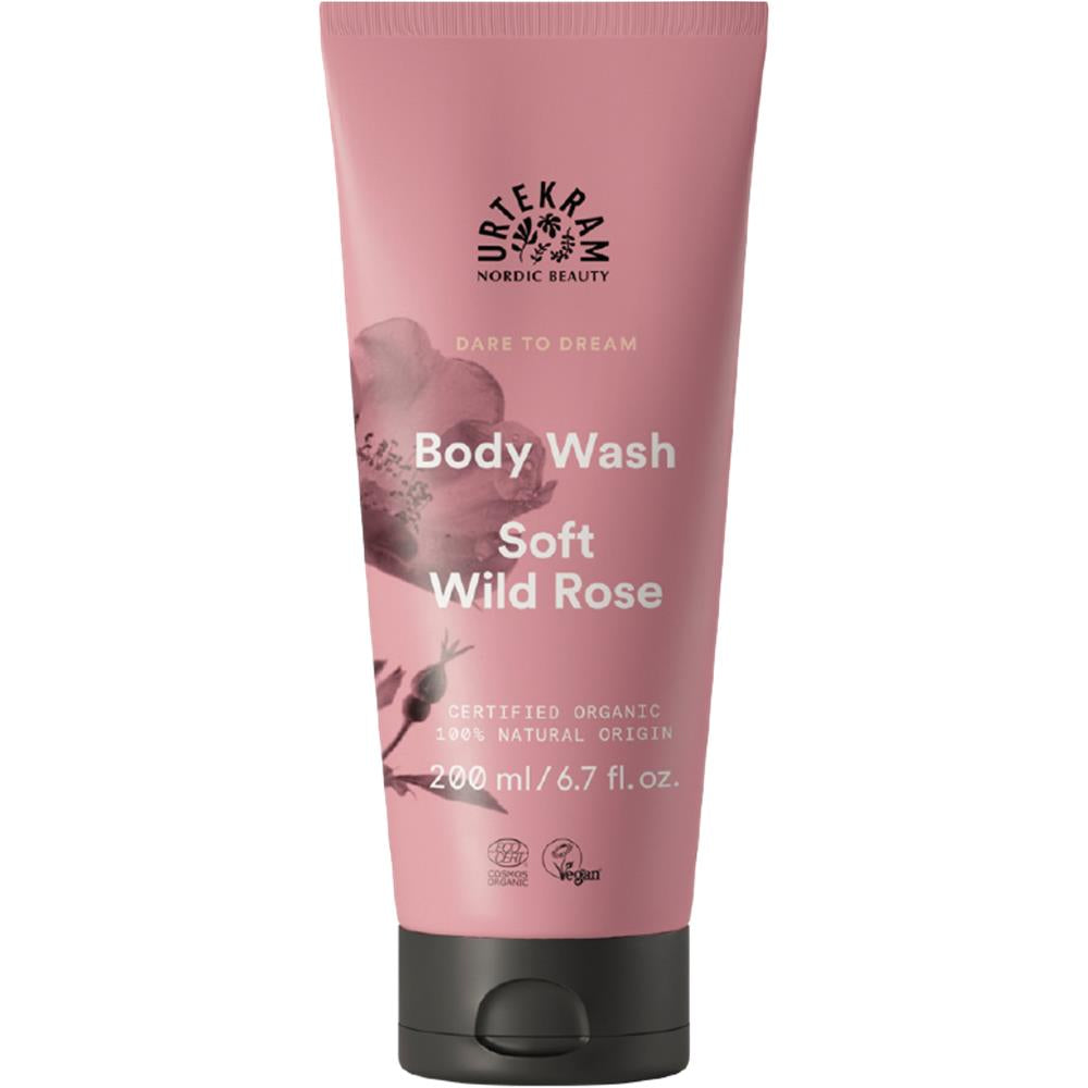 Urtekram Duschgel Soft Wild Rose, 200 ml – Sanfte Pflege mit Hagebutte und Damaszener Rose