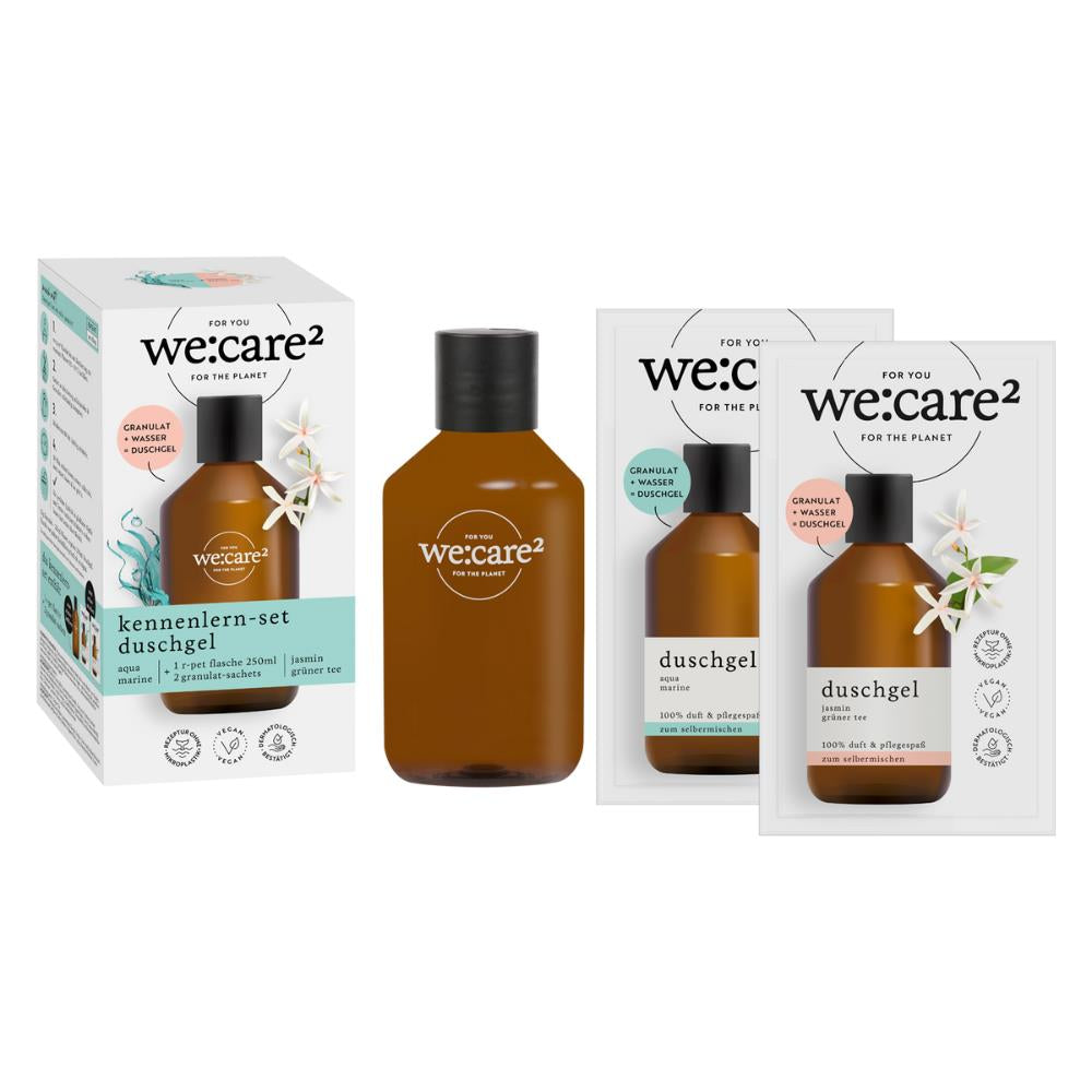 we:care² Kennenlern-Set Duschgel – Jasmin/Grüner Tee & Aqua/Marine