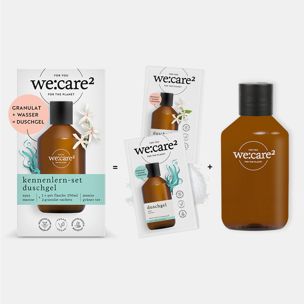 we:care² Kennenlern-Set Duschgel – Jasmin/Grüner Tee & Aqua/Marine