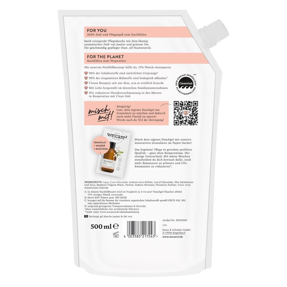 we:care² Nachfüllbeutel Duschgel – Jasmin & Grüner Tee