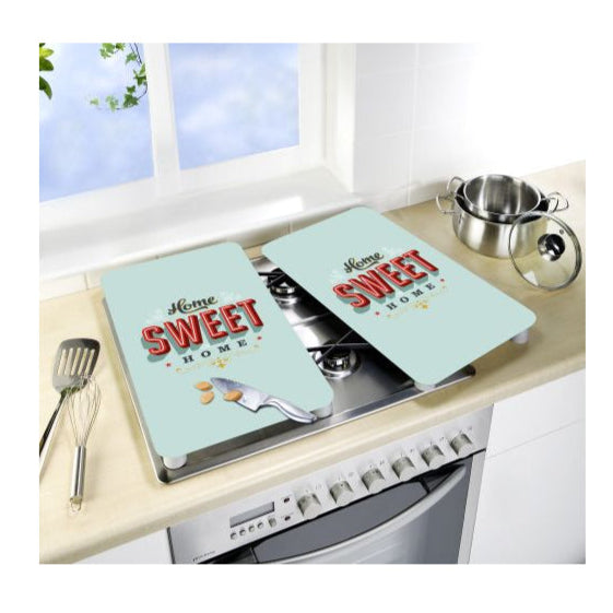 Wenko Glasabdeckplatten Universal, Home Sweet Home, 2er Set