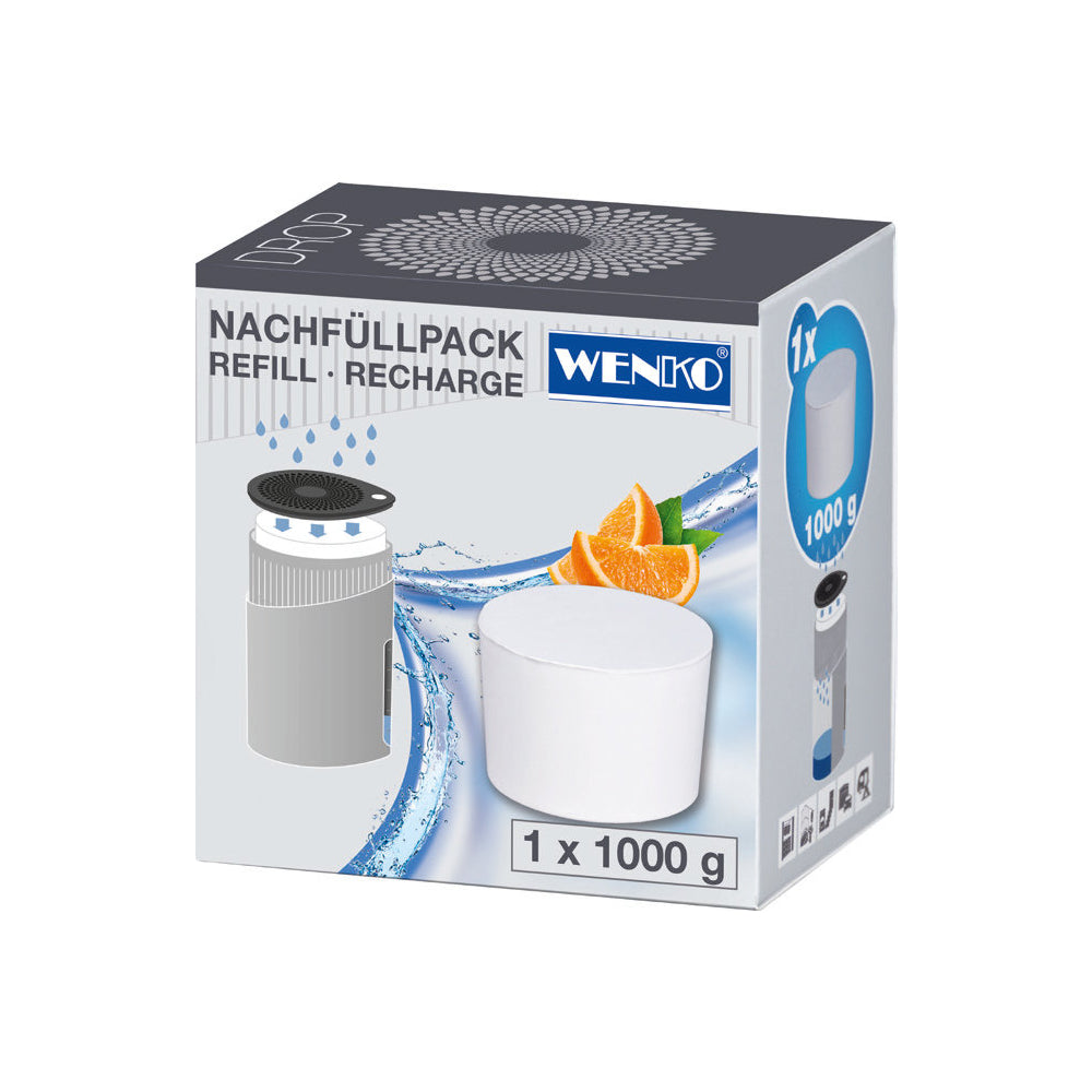 Wenko Raumentfeuchter Drop 1000 g, Nachfüller Orange