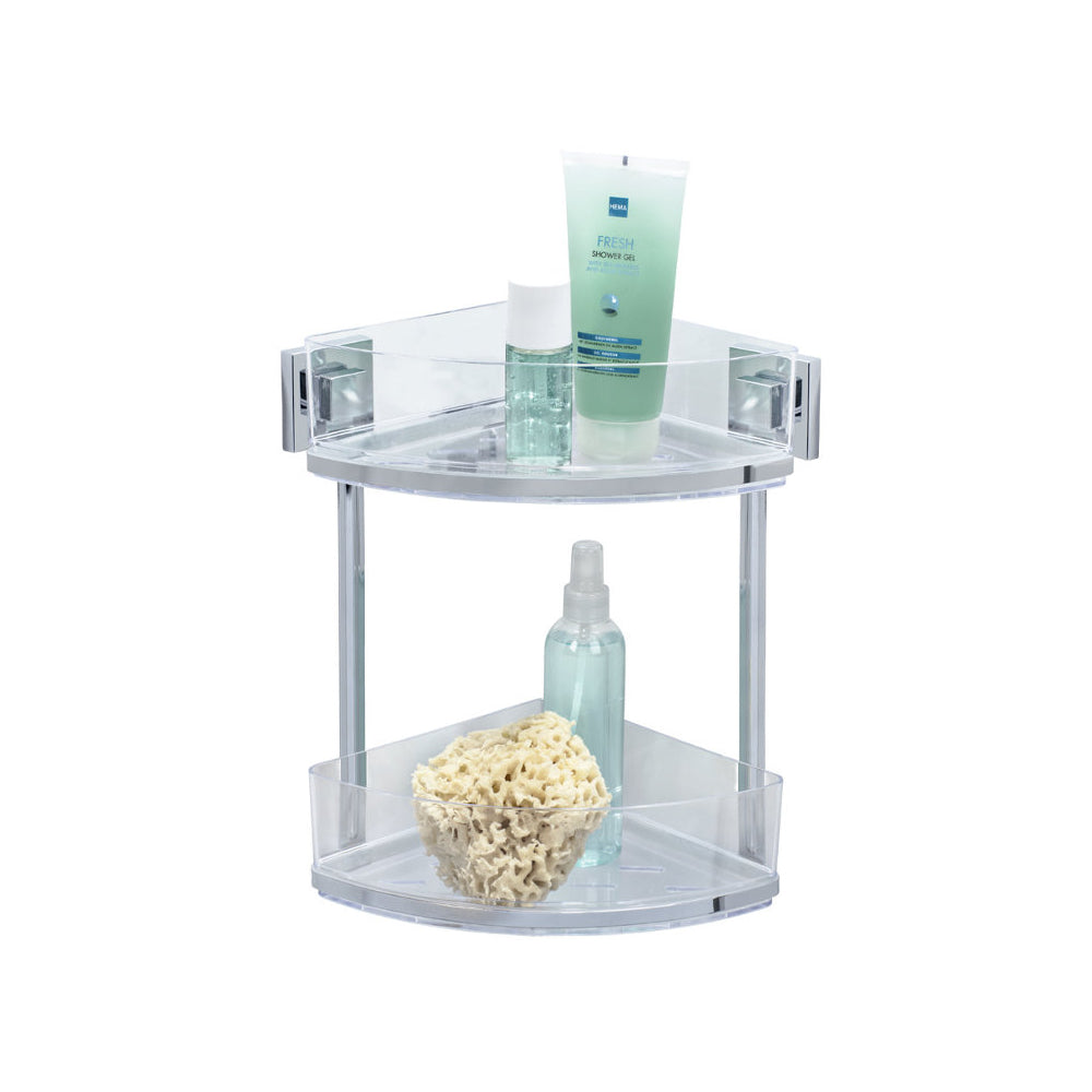 Wenko Vacuum-Loc® Quadro Edelstahl Eckregal 2 Etagen – Shiny
