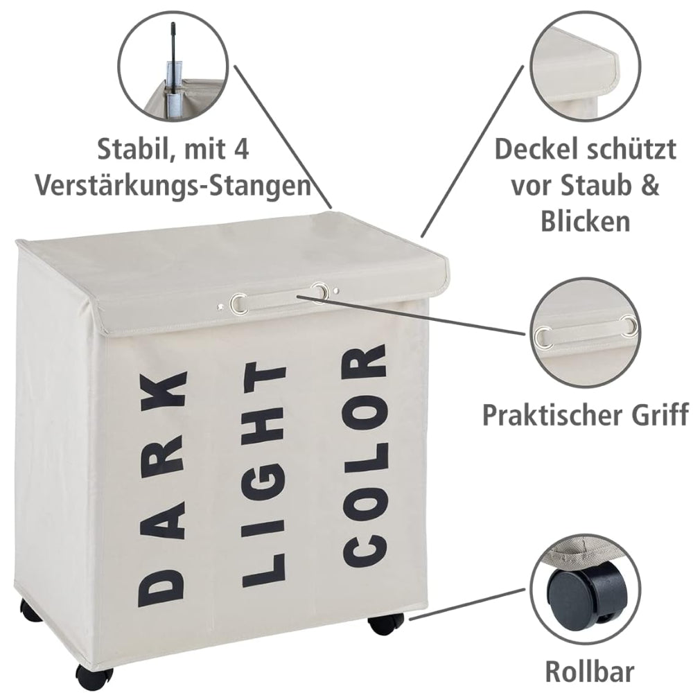 Wenko Wäschesammler Trivo, Beige/Schwarz – Praktisch und effizient für dein Zuhause