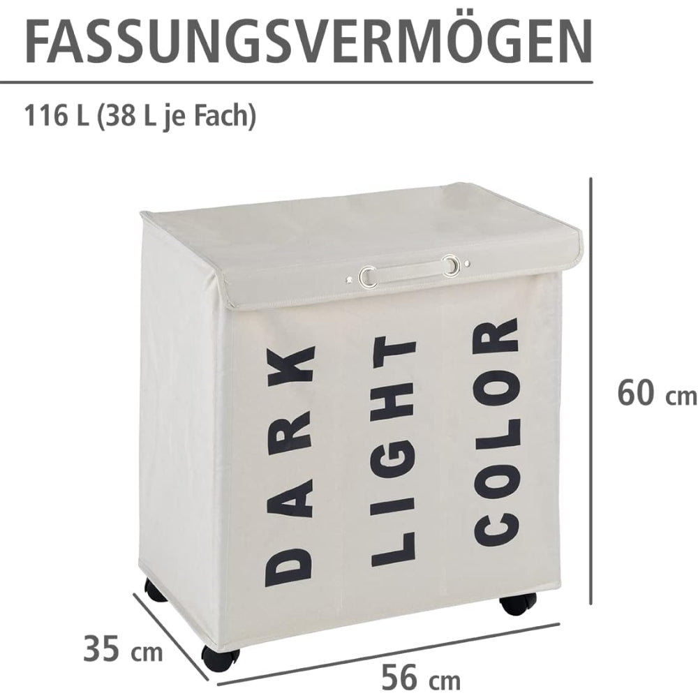 Wenko Wäschesammler Trivo, Beige/Schwarz – Praktisch und effizient für dein Zuhause