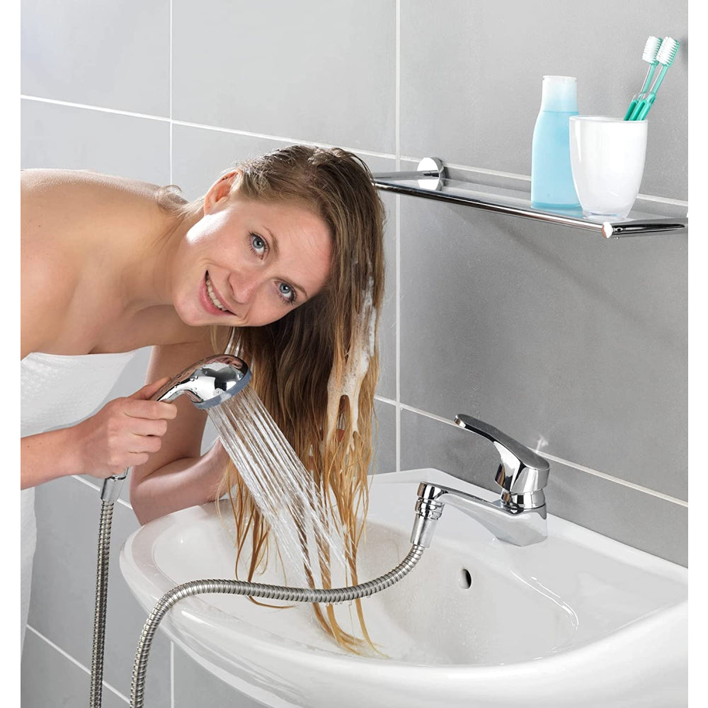 Wenko Waschbeckendusche, Chrom – Praktische Dusche für Zuhause und Unterwegs