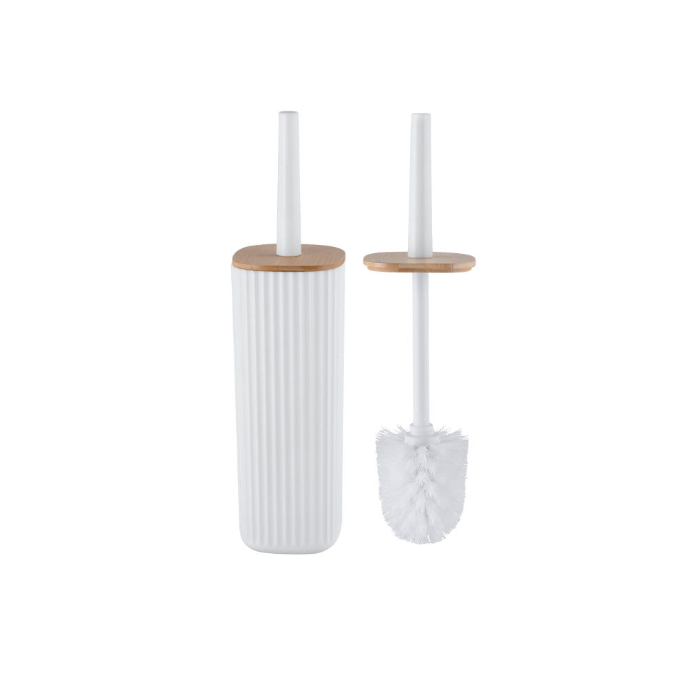 Wenko WC-Garnitur Rotello Weiß – Modernes Design mit natürlichem Bambus