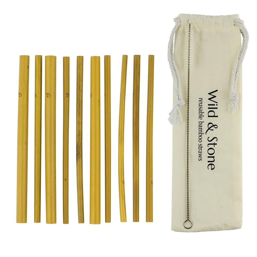 Wild & Stone Bambus Trinkhalme, Wiederverwendbar, 10er Pack – Eine umweltfreundliche Alternative