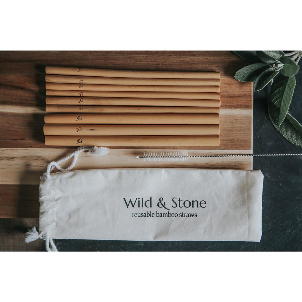 Wild & Stone Bambus Trinkhalme, Wiederverwendbar, 10er Pack – Eine umweltfreundliche Alternative