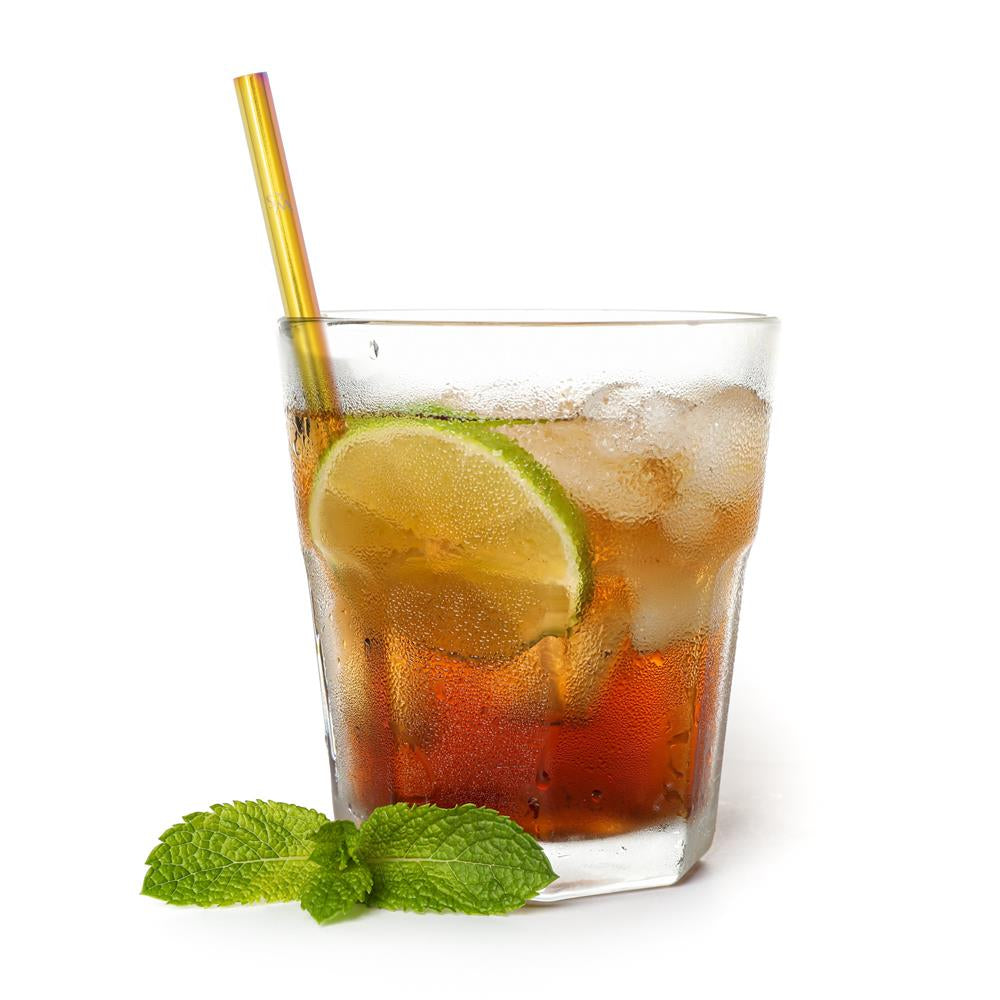 Wild & Stone Cocktail Trinkhalme aus Edelstahl, wiederverwendbar, regenbogenfarben, 6er-Pack