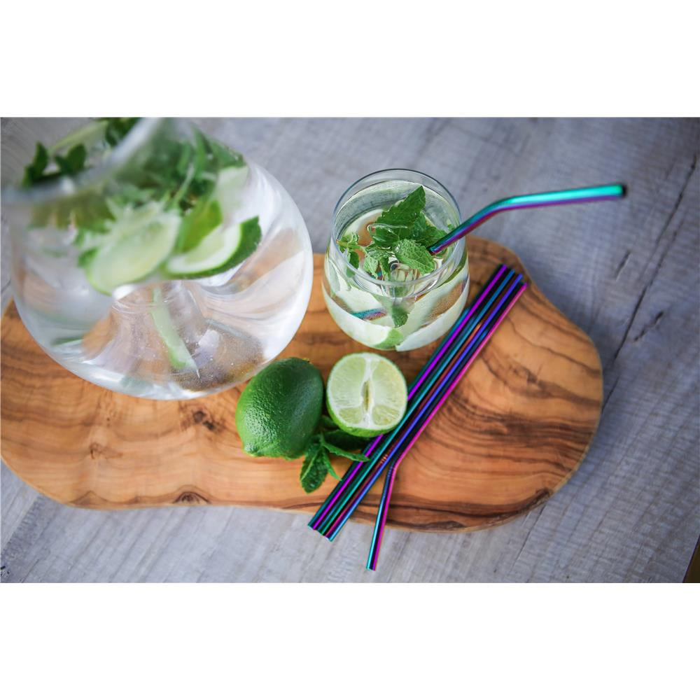 Wild & Stone Trinkhalme aus Edelstahl – Wiederverwendbar, Regenbogenfarben, 8er Pack