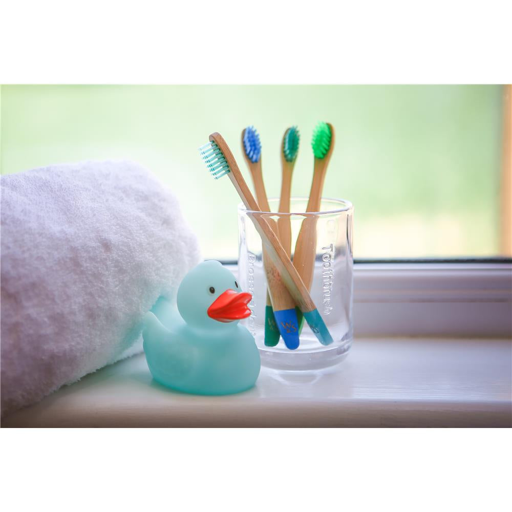 Wild & Stone Kinder Bambus Zahnbürsten, soft, aqua, 4er Pack
