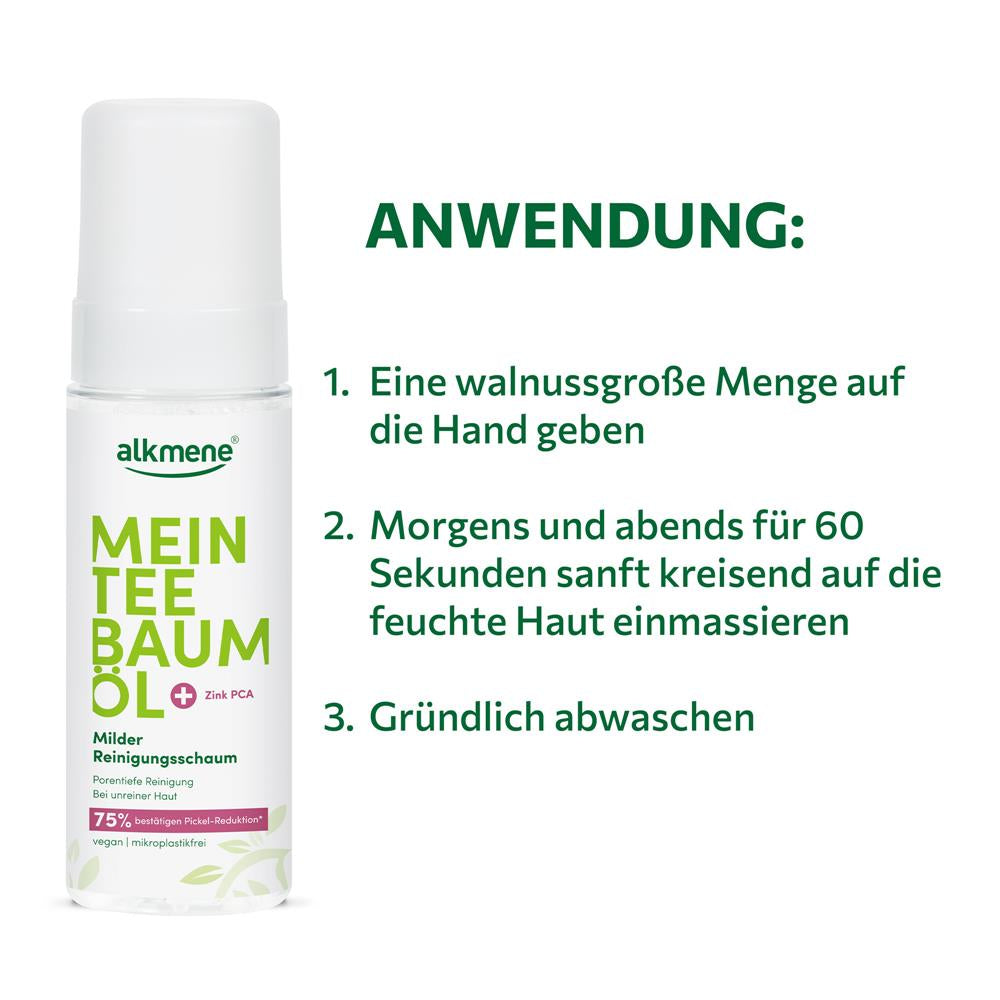 alkmene Mein Teebaumöl Milder Reinigungsschaum – Porentiefe Reinigung für ein verfeinertes Hautbild