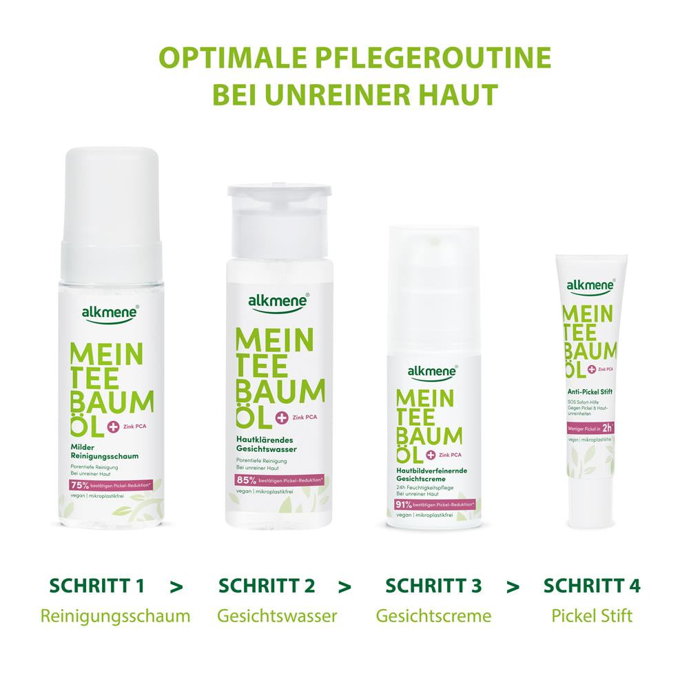 alkmene Mein Teebaumöl Milder Reinigungsschaum – Porentiefe Reinigung für ein verfeinertes Hautbild