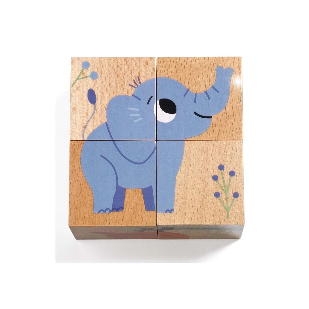 Djeco Holzwürfel-Puzzle „Wild & Co“ – Entdecke die faszinierende Welt der Wildtiere