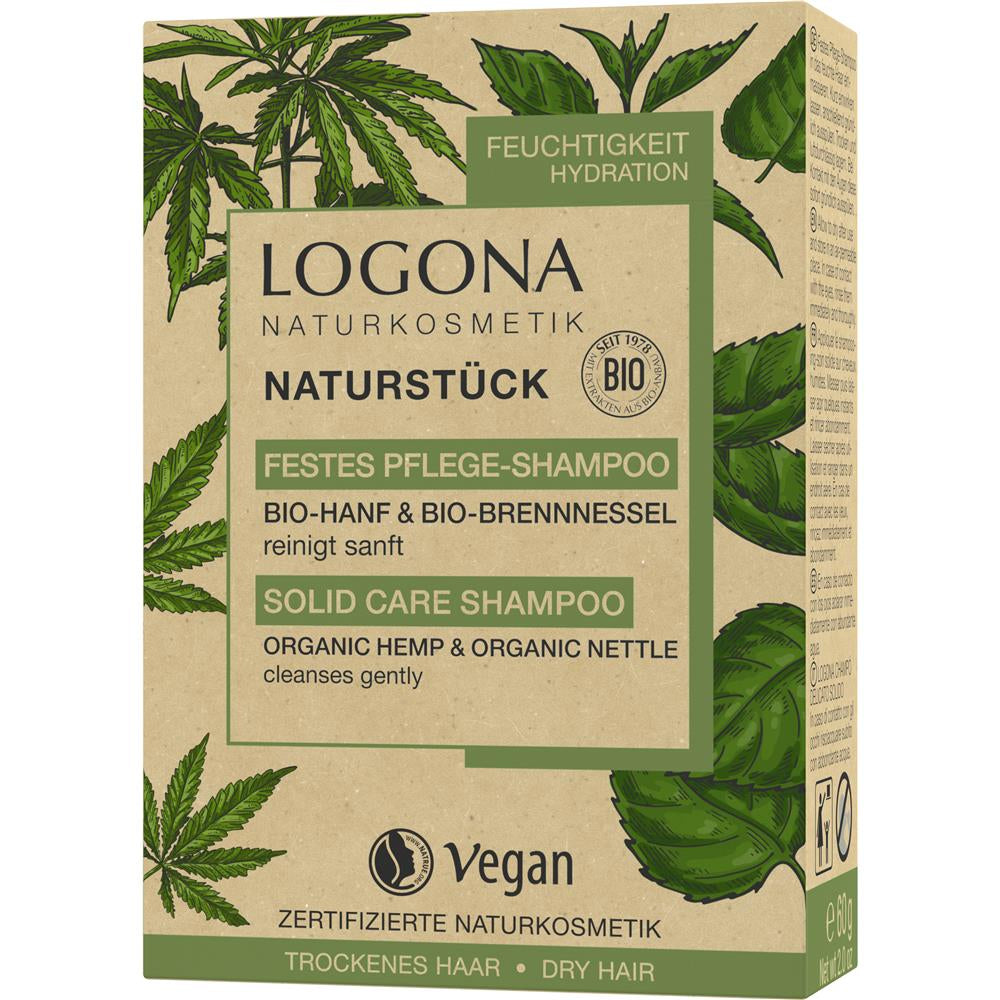 Logona Festes Pflege-Shampoo Bio Hanf & Brennnessel, 60 g – Natürliche Pflege für alle Haartypen