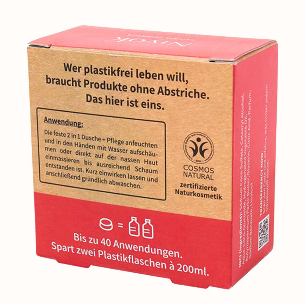 Niyok Feste Dusche & Pflege Intense Red, 80 g – Intensiver Duft, milde Pflege