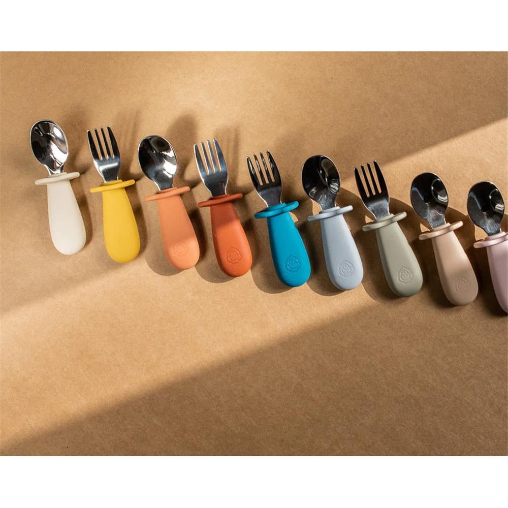 SOINA Besteckset Löffel & Gabel mit Silikongriff – Ivory/Ocre