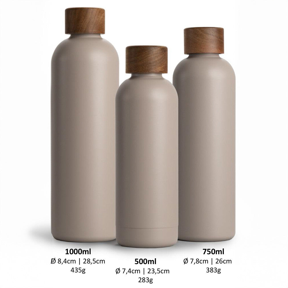 Trinkflasche Edelstahl Wood Edition, 1000 ml, Mud Grey