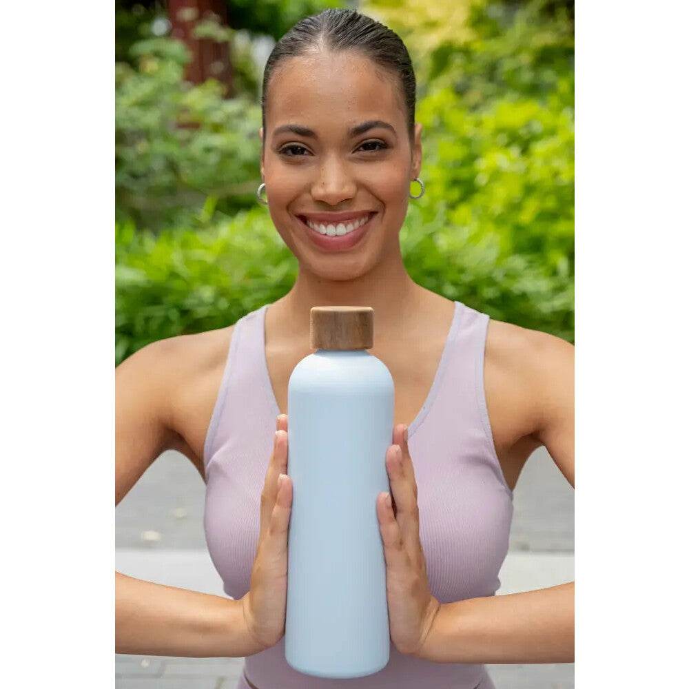 Trinkflasche Edelstahl Wood Edition, 1000 ml, Sky Blue