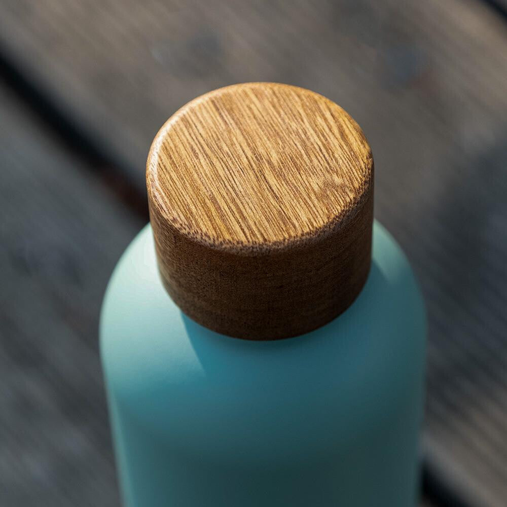 Trinkflasche Edelstahl Wood Edition, 750 ml, Aqua Turquoise