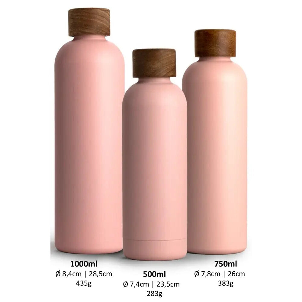 Trinkflasche Edelstahl Wood Edition, 750 ml, Nude