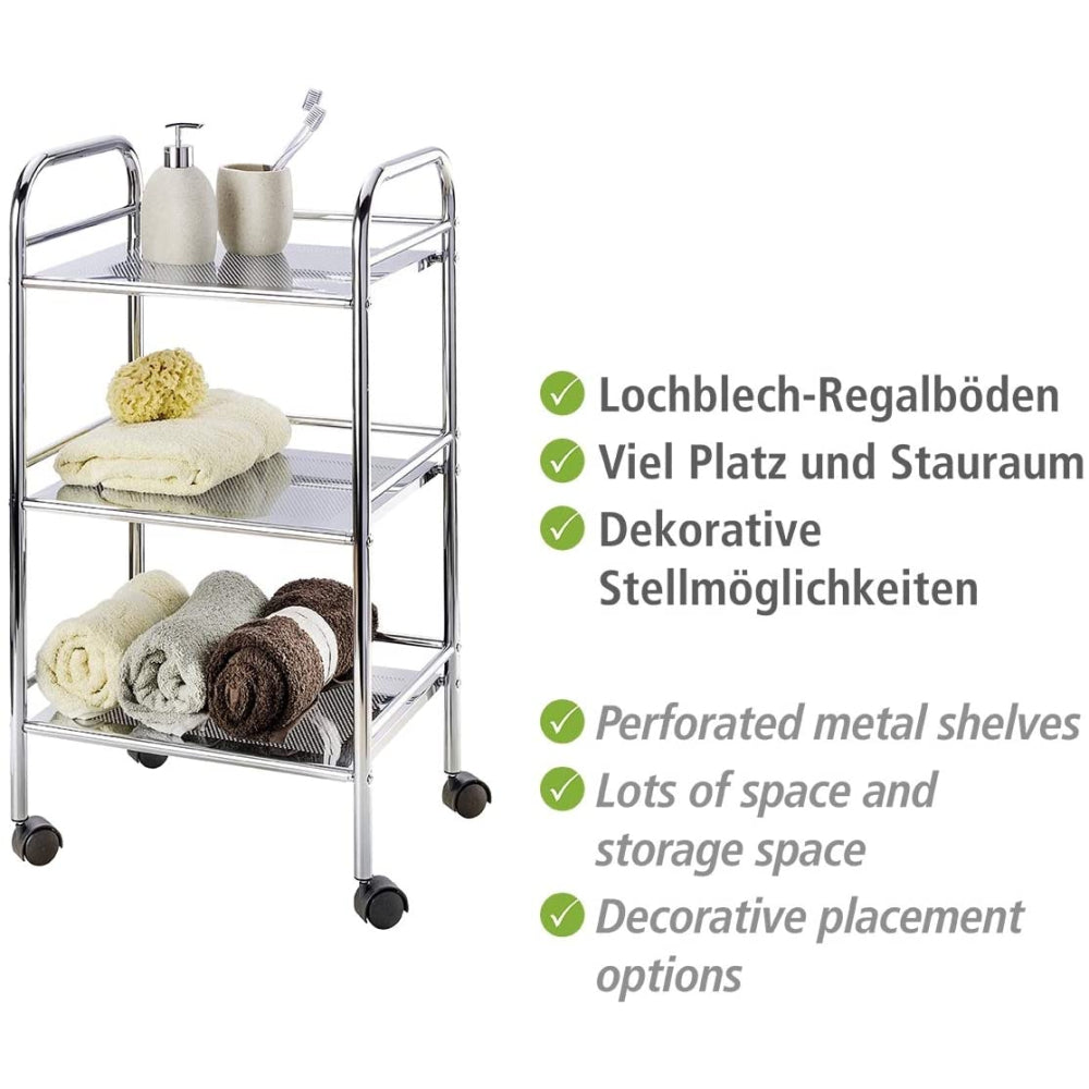 Wenko Haushalts/Badwagen, 3 Etagen mit Rollen und Lochblechböden